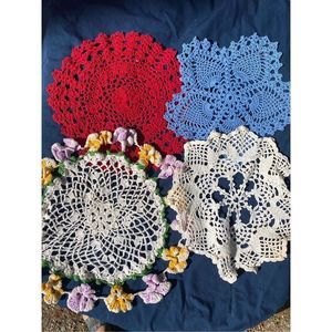 Lot of 4 vintage doilies. 1950s. Homemade
